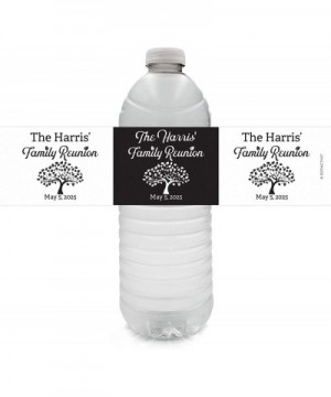 Personalized Family Reunion Water Bottle Labels - 12 Stickers (Black and White) - Black and White - CX19DG3KA0G $6.84 Favors