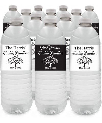 Personalized Family Reunion Water Bottle Labels - 12 Stickers (Black and White) - Black and White - CX19DG3KA0G $6.84 Favors
