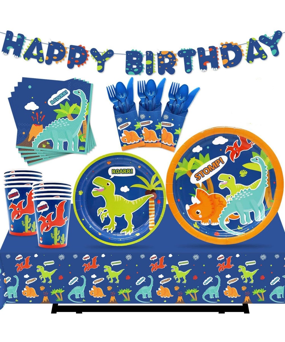 162 Pcs Dinosaur Tableware Set (Serves 20) - Dinosaur Birthday Party Supplies Set for Boys Including Birthday Banner- Plates-...