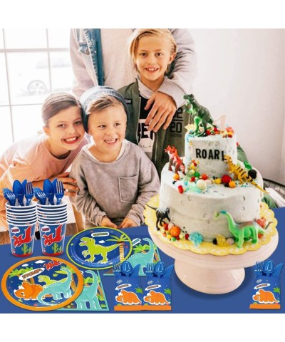 162 Pcs Dinosaur Tableware Set (Serves 20) - Dinosaur Birthday Party Supplies Set for Boys Including Birthday Banner- Plates-...