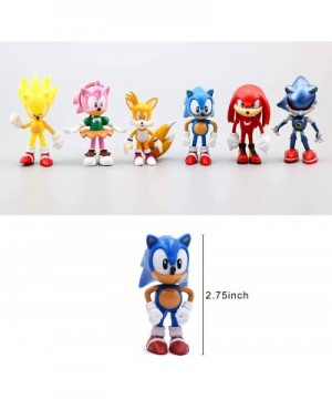 Set of 6pcs Sonic The Hedgehog Action Figures-Sonic Cake Toppers-Sonic Figurines Collection Play set- Children Mini Toys Cupc...