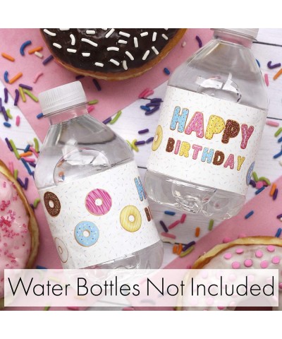 Donut Birthday Water Bottle Labels - 24 Stickers - C4195ZXEOA3 $8.06 Favors