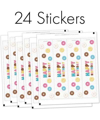 Donut Birthday Water Bottle Labels - 24 Stickers - C4195ZXEOA3 $8.06 Favors