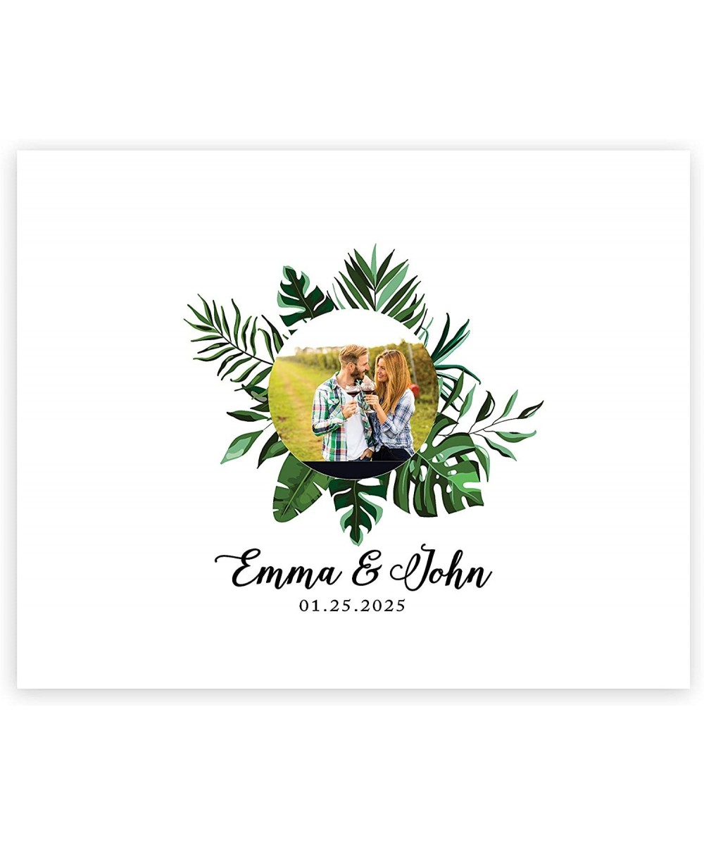 Custom Large Wedding Canvas Guestbook Alternative- 16 x 20 Inches- Exotic Tropical Leaf Palms Photo- Horizontal- Personalized...