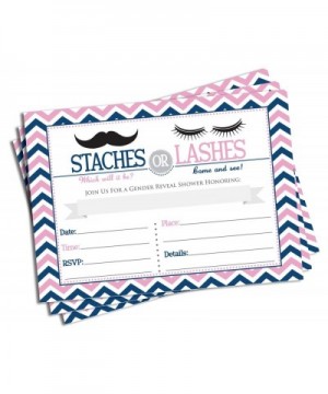 50 Gender Reveal Invitations and Envelopes - Staches or Lashes (Large Size 5x7) - Baby Shower - CG12BVWBU5V $14.94 Invitations