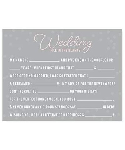 Pink Blush and Gray Pop Fizz Clink Wedding Collection- Wedding Reception Fill in The Blanks Game Cards- 20-Pack - Cards Recep...
