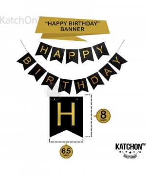 Gold 60 Birthday Decorations Set - Large- 40 Inch - Black- Gold Happy Birthday Banner with Mylar Star Balloons - 60 Balloon N...