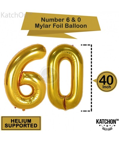 Gold 60 Birthday Decorations Set - Large- 40 Inch - Black- Gold Happy Birthday Banner with Mylar Star Balloons - 60 Balloon N...