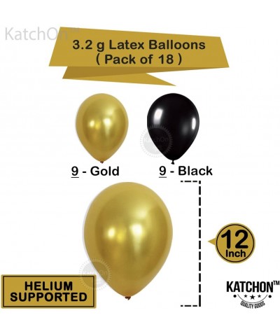 Gold 60 Birthday Decorations Set - Large- 40 Inch - Black- Gold Happy Birthday Banner with Mylar Star Balloons - 60 Balloon N...