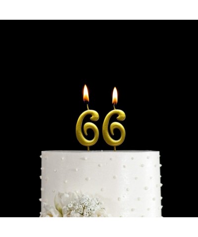 Gold 66th Birthday Numeral Candle- Number 66 Cake Topper Candles Party Decoration for Women or Men - CX18TYER8SM $8.08 Cake D...