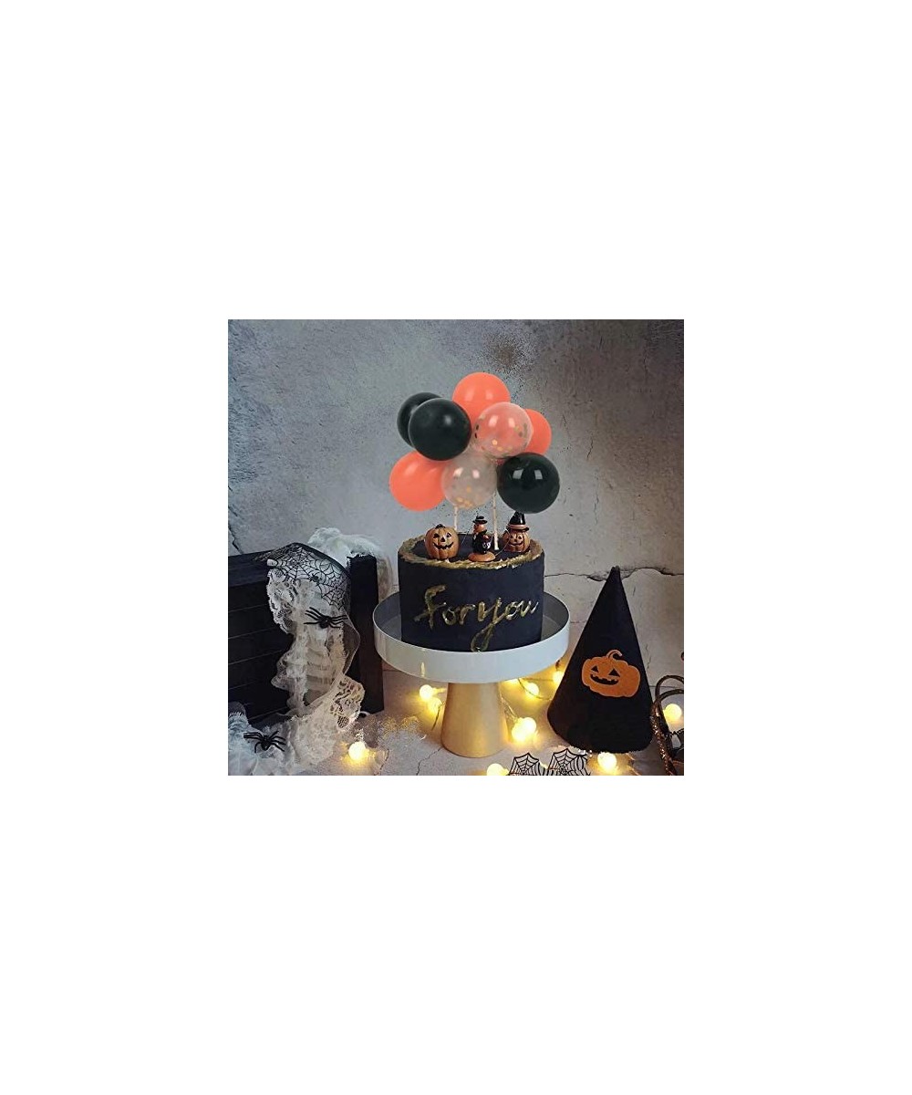 Cake Topper Cake Decoration For Halloween Construction Bee Birthday Party Supplies Black Orange Balloon Cake Toppers 10pcs/Se...