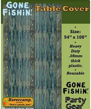 Gone Fishin' Table Cover (54" x 108" Plastic) Water and Tear Resistant- Gone Fishin' Party Collection - 54" X 108" Table Cove...