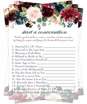 Indigo Floral Bridal Shower Game (25 Pack) Meet The Guest Cards - Lets Mingle - Fun Conversation Starter - Engagement Party -...