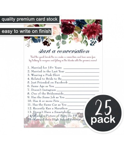 Indigo Floral Bridal Shower Game (25 Pack) Meet The Guest Cards - Lets Mingle - Fun Conversation Starter - Engagement Party -...