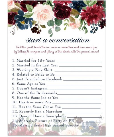 Indigo Floral Bridal Shower Game (25 Pack) Meet The Guest Cards - Lets Mingle - Fun Conversation Starter - Engagement Party -...