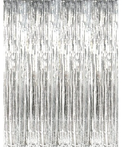 9.8Ft Metallic Tinsel Silver Foil Fringe Curtains Backdrop Christmas Hanging Streamers for Party/Prom/Birthday Favors - Silve...