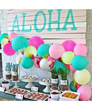 101pcs Tropical Balloons Luau Garland Arch Kit - 5"12" Balloons Pink Green Yellow Blue Balloon Arch Kit and Palm Leaves Set w...