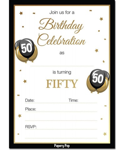 50th Birthday Invitations with Envelopes (30 Count) - 50 Fifty Year Old Anniversary Party Celebration Invites Cards - CL185ZY...