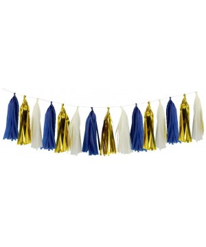 Blue Gold Party Decorations Kit - Tissue Paper Pom Poms- Tissue Paper Tassel- Balloons Party Supplies for Birthday- Baby Show...