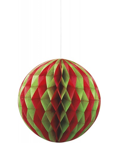 8" Red & Green Christmas Tissue Paper Honeycomb Ball - Red & Green - C4126LTEC81 $5.77 Tissue Pom Poms