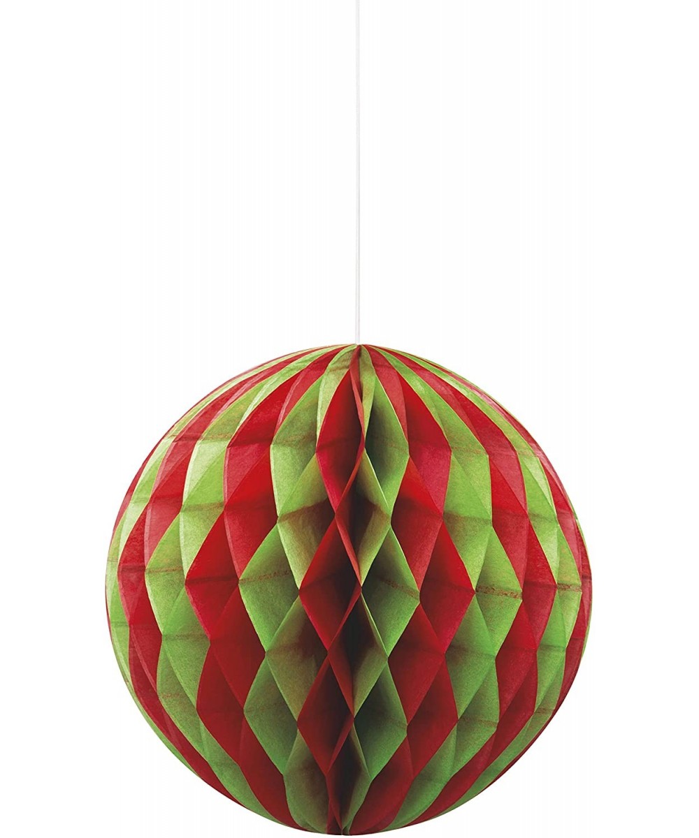 8" Red & Green Christmas Tissue Paper Honeycomb Ball - Red & Green - C4126LTEC81 $5.77 Tissue Pom Poms