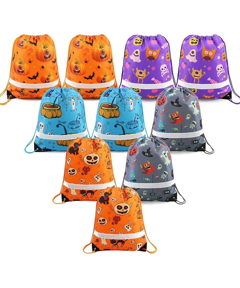 Drawstring Backpack Bags Reflective 10 Pack - Orange- Purple- Blue- Grey - CB18XMWT8U4 $12.83 Party Favors