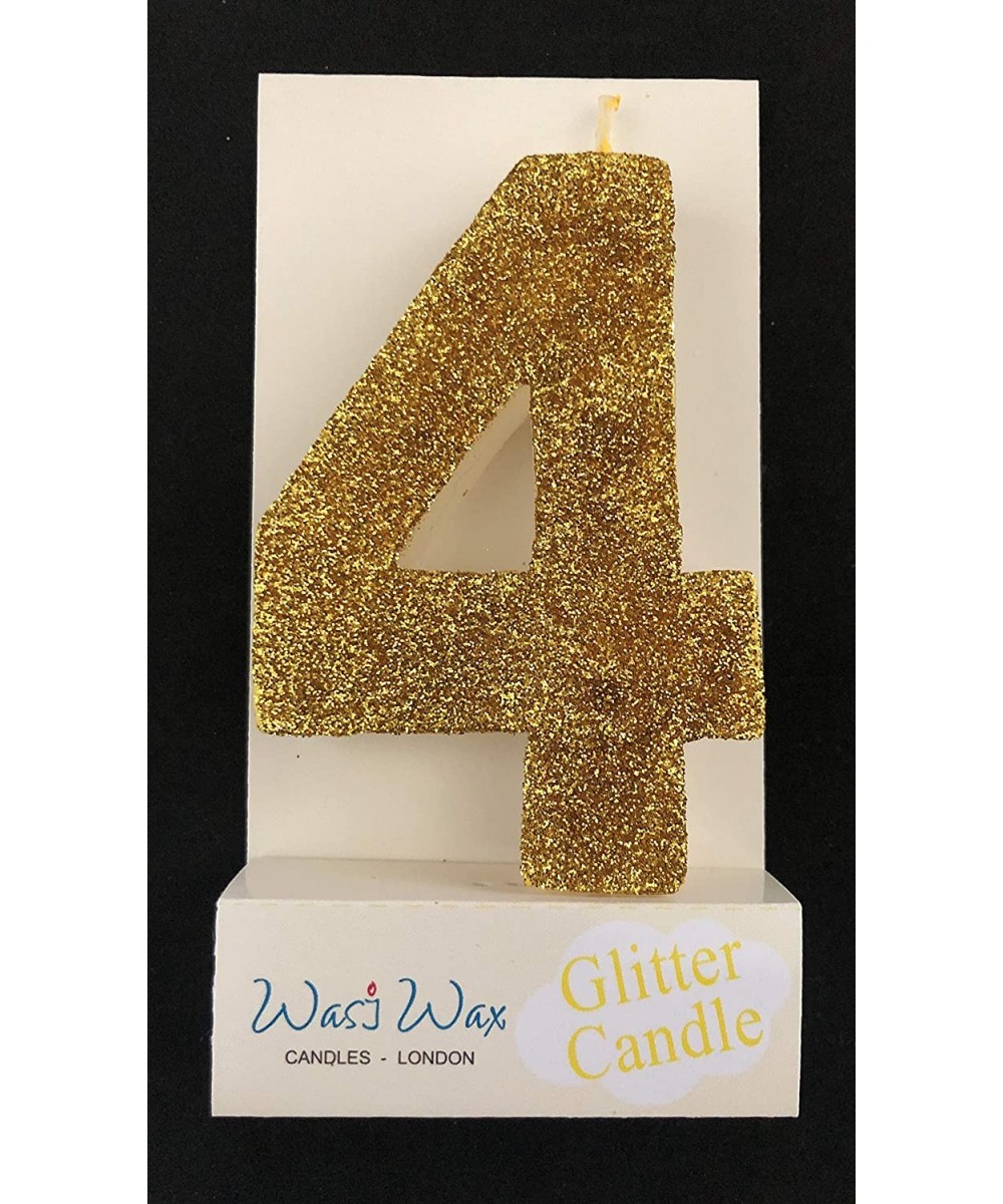 Ultra Sparkle Gold Glitter Birthday Number 4 Candle - Cake Topper - 3.25" (8.25cm) - Nr 4 - 4 - CP19298EQI0 $6.43 Birthday Ca...