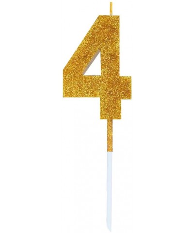 Ultra Sparkle Gold Glitter Birthday Number 4 Candle - Cake Topper - 3.25" (8.25cm) - Nr 4 - 4 - CP19298EQI0 $6.43 Birthday Ca...