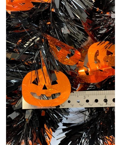 Black with Orange Pumpkins Tinsel Garland (9ft Long x 4.5in Thick) - Elegant Hanging Metallic Holiday Tinsel Garland for Hall...