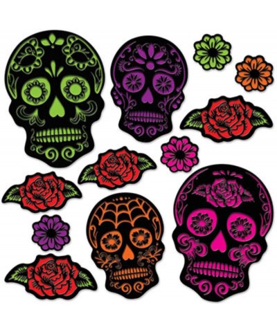Sugar Skull Themed Day of The Dead Party Decorations Pack - Bundle Includes a Table Cover- Hanging Whirls- Cutouts- and a Str...