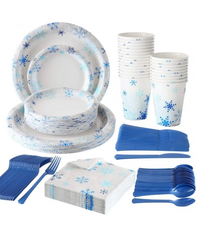 Disposable Dinnerware Set- Plastic Spoons- Forks-and Knives-10 inch Holiday Paper plates- 7 inch Plates- Napkins- and 12 oz C...