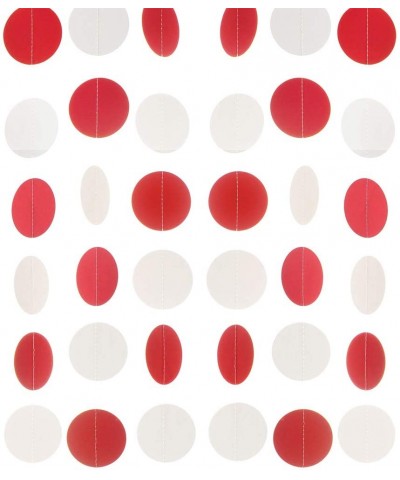 Paper Garland Circle Dots Hanging Decoration- 2.5" in Diameter-10-feet (Red-White- 2pc) - Red-white - CZ18ROIRQUL $5.41 Banne...