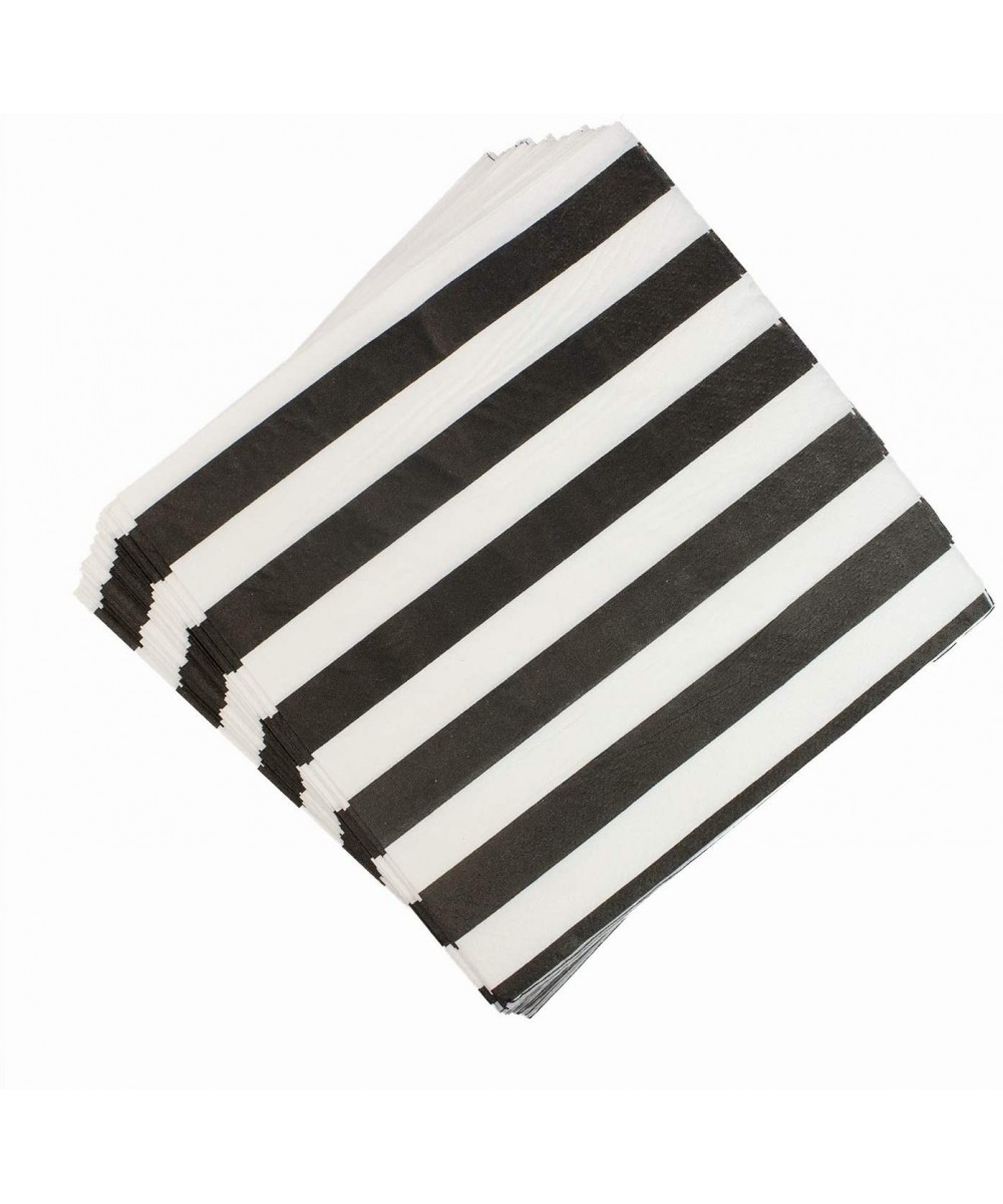 Biodegradable Striped Paper Party Napkins-Black- 100 Count - CJ12MQTKR8T $9.51 Tableware