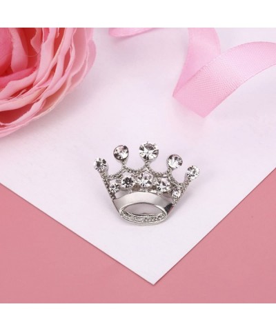 12 Pieces Crown Brooch Fashion Diamond Wedding Party Pageant Tiara Crown Corsage for Wedding Valentine's Day Supplies (Silver...