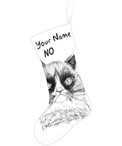 Personalized Christmas Stocking with Name Custom Hand Drawn Cat for Xmas Party Decoration Gift 17.52 x 7.87 Inch - Multi6 - C...