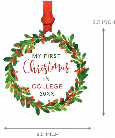 Custom Year Family Metal Christmas Ornament- Our First Christmas As Grandparents 2020- Red Holiday Wreath- 1-Pack- Includes R...