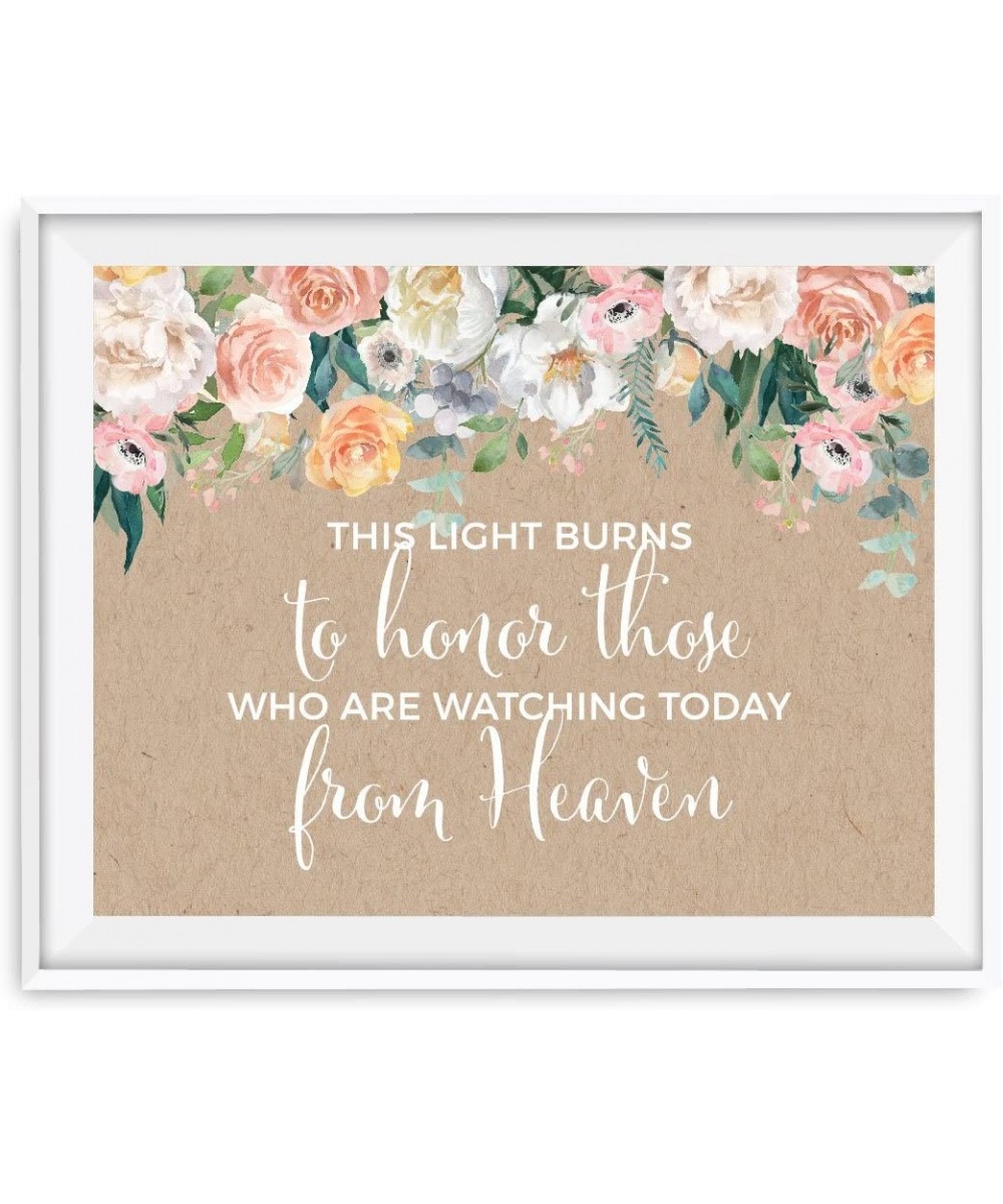 Peach Kraft Brown Rustic Floral Garden Party Wedding Collection- Party Signs- This Light Burns- Watching Today from Heaven Me...