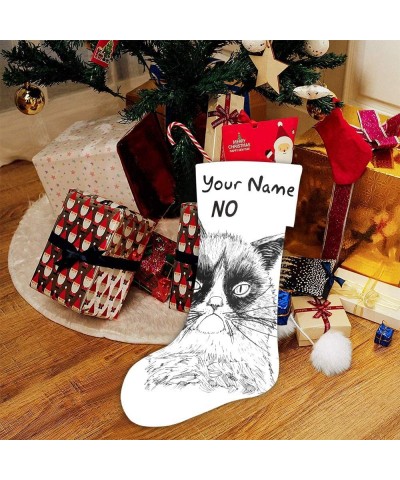 Personalized Christmas Stocking with Name Custom Hand Drawn Cat for Xmas Party Decoration Gift 17.52 x 7.87 Inch - Multi6 - C...