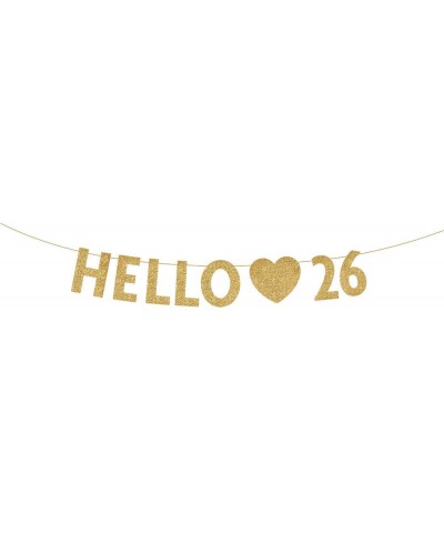 Gold Hello 26 Birthday Banner- Gold Glitter Happy 26th Birthday Party Decorations- Supplies - Gold-hello - C819IHU4M27 $6.00 ...