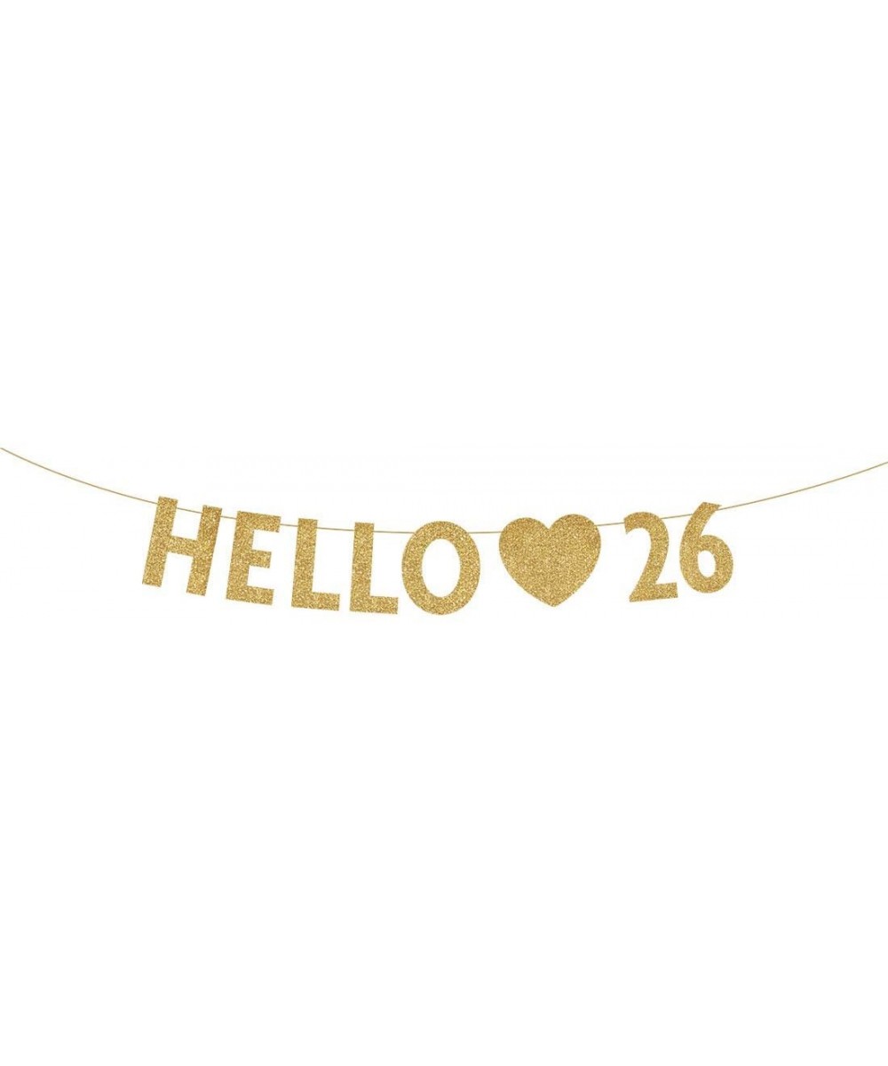Gold Hello 26 Birthday Banner- Gold Glitter Happy 26th Birthday Party Decorations- Supplies - Gold-hello - C819IHU4M27 $6.00 ...