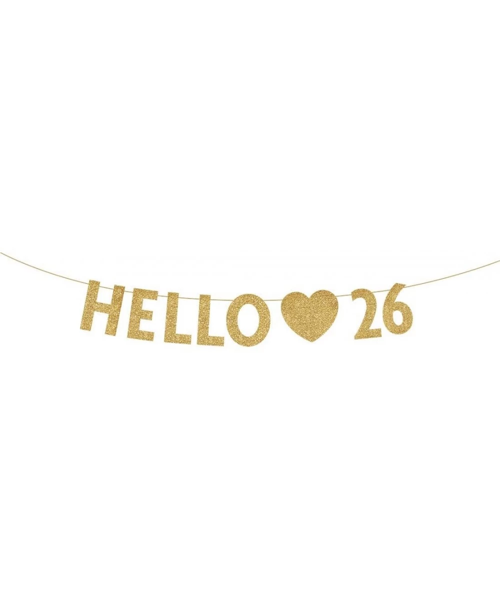 Gold Hello 26 Birthday Banner- Gold Glitter Happy 26th Birthday Party Decorations- Supplies - Gold-hello - C819IHU4M27 $6.00 ...