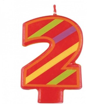 Decorative Striped Number 2 Birthday Candle - Number 2 - CM11O7M1EXL $5.76 Birthday Candles