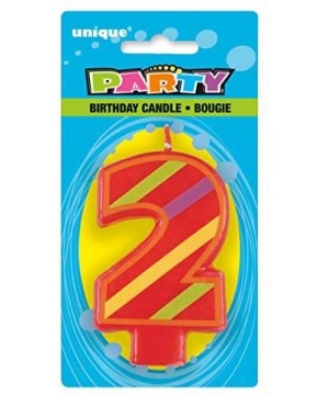 Decorative Striped Number 2 Birthday Candle - Number 2 - CM11O7M1EXL $5.76 Birthday Candles