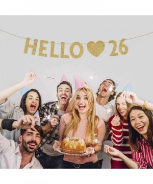 Gold Hello 26 Birthday Banner- Gold Glitter Happy 26th Birthday Party Decorations- Supplies - Gold-hello - C819IHU4M27 $6.00 ...