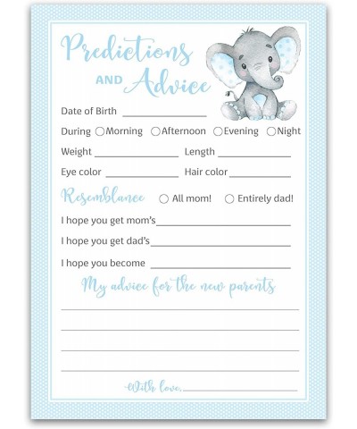 BLUE ELEPHANT Prediction and Advice Cards - Pack of 25 - BOY Baby Shower Games- New Parents- Mom & Dad to be- Mommy & Daddy M...