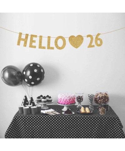 Gold Hello 26 Birthday Banner- Gold Glitter Happy 26th Birthday Party Decorations- Supplies - Gold-hello - C819IHU4M27 $6.00 ...