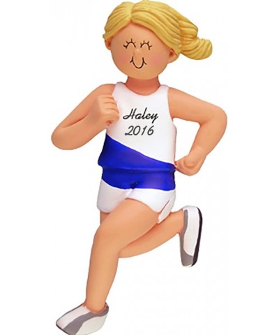 Runner Personalized Christmas Ornament - Marathon - Girl - Blonde Hair - Handpainted Resin - 4.5" Tall - Free Customization -...