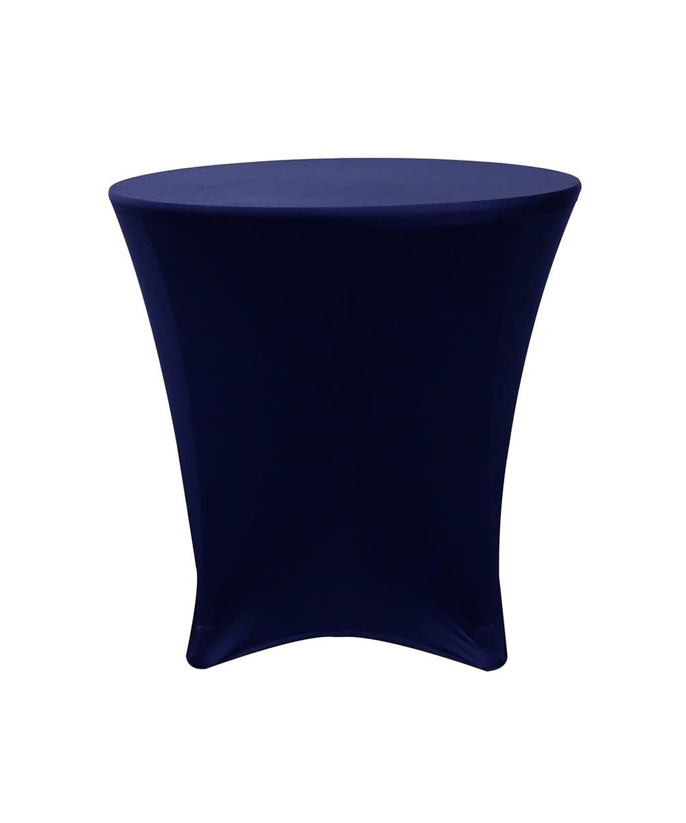 30 x 30 inch Cocktail Round Stretch Spandex Table Cover - Navy Blue- Fitted Elastic Tablecloth for Round Tables - Navy Blue -...