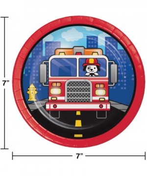 Flaming Fire Truck Party Supplies Pack (Serves-16) Dessert Plates Beverage Napkins Cups and Table Cover with Birthday Candles...