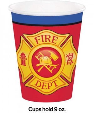 Flaming Fire Truck Party Supplies Pack (Serves-16) Dessert Plates Beverage Napkins Cups and Table Cover with Birthday Candles...